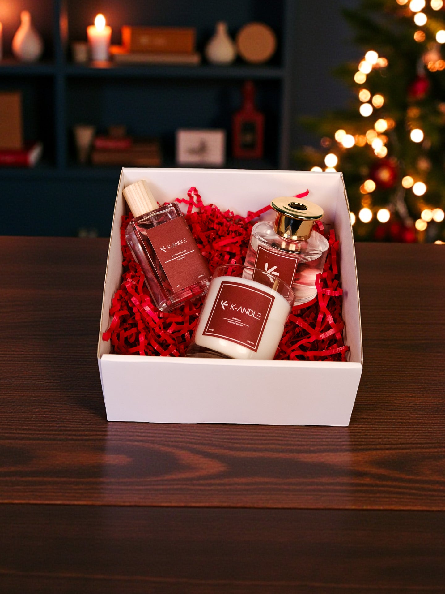 Softlinen hediye seti el yapımı soya mum oda kokusu kolonya