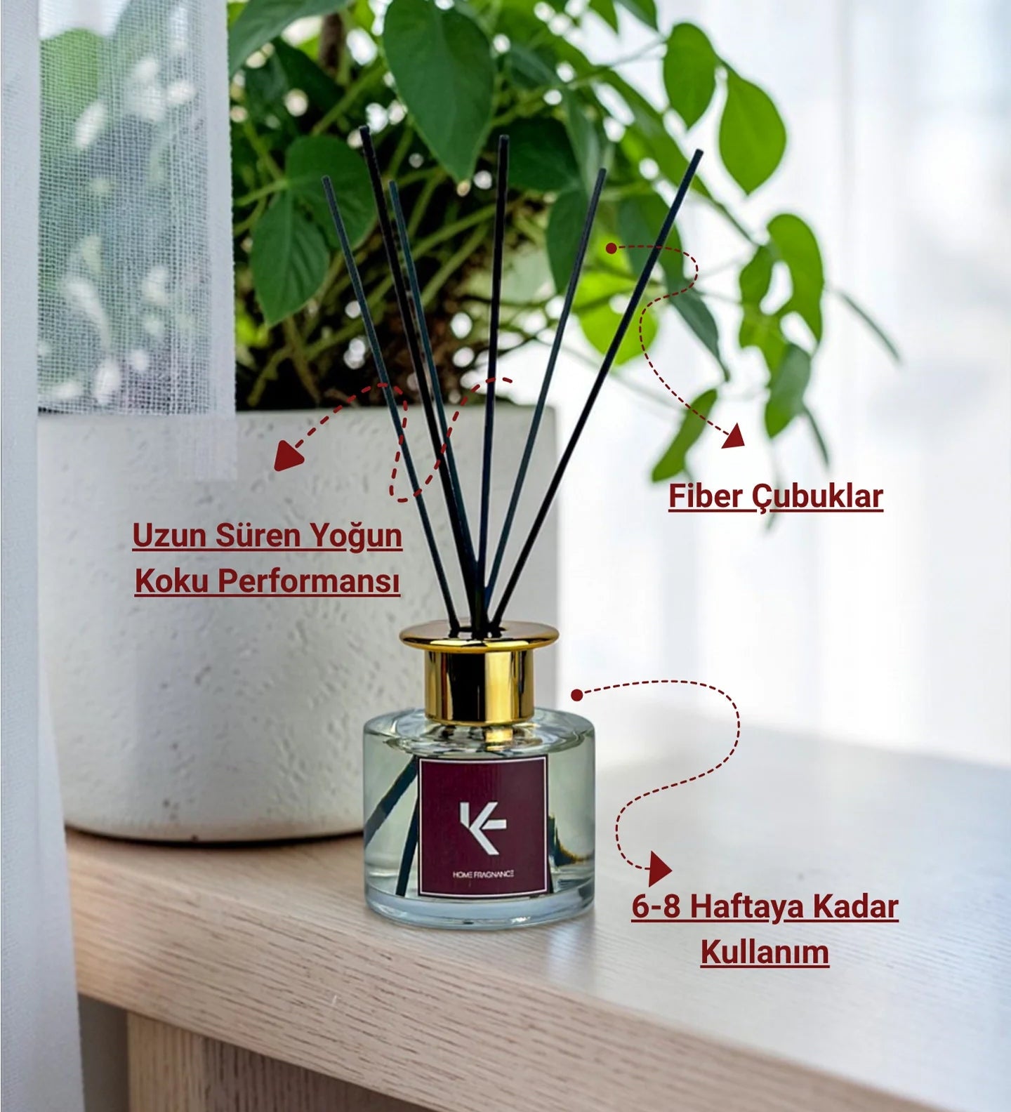 Apple - Cinnamon Çubuklu Oda Kokusu 120ml | Elma Tarçın Aromalı | El Yapımı Oda Parfümü | K-ANDLE