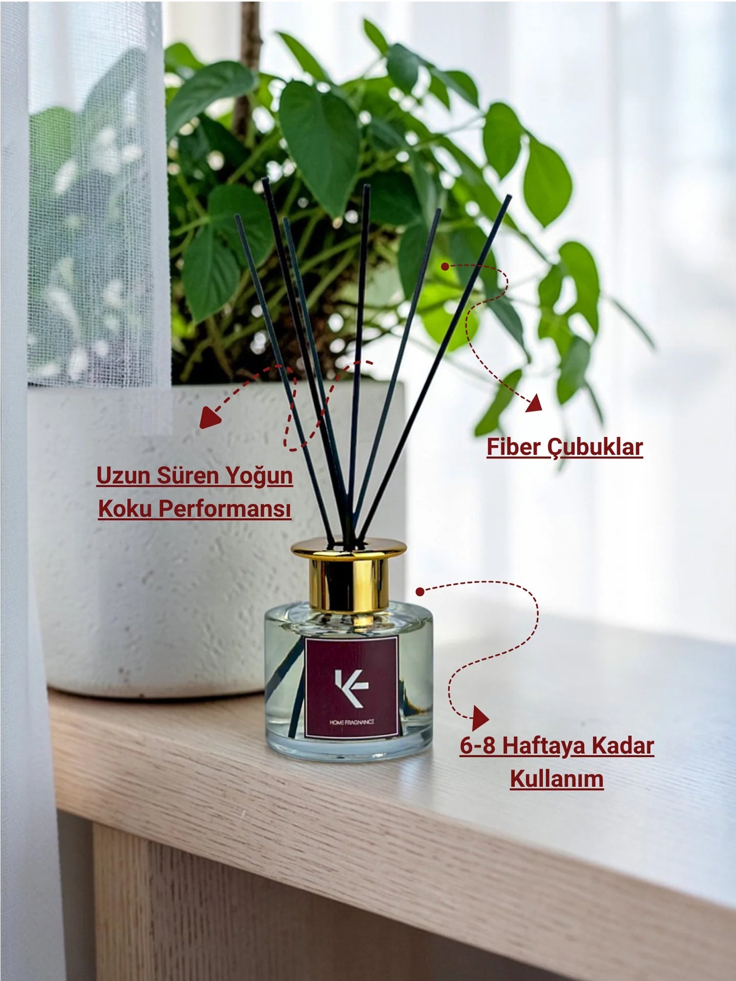 Apple - Cinnamon Çubuklu Oda Kokusu 120ml | Elma Tarçın Aromalı | El Yapımı Oda Parfümü | K-ANDLE