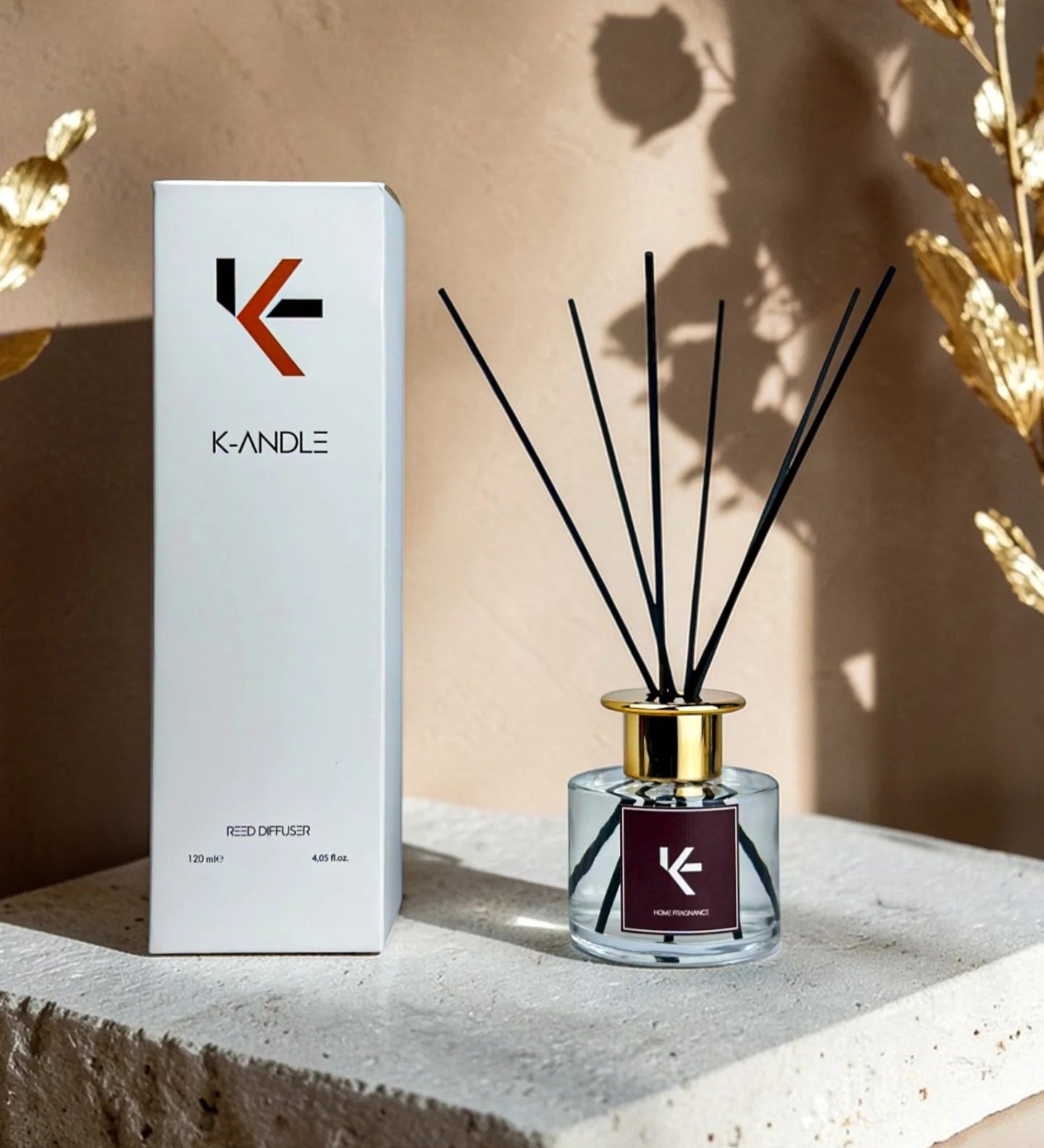 AuraWood Çubuklu Oda Kokusu 100ml | Odunsu Sandal Aromalı | El Yapımı Oda Parfümü | K-ANDLE
