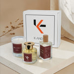 Aurawood Hediye Seti | Kokulu Mum, Oda Kokusu ve Kolonya | El Yapımı Hediye Seti | K-ANDLE