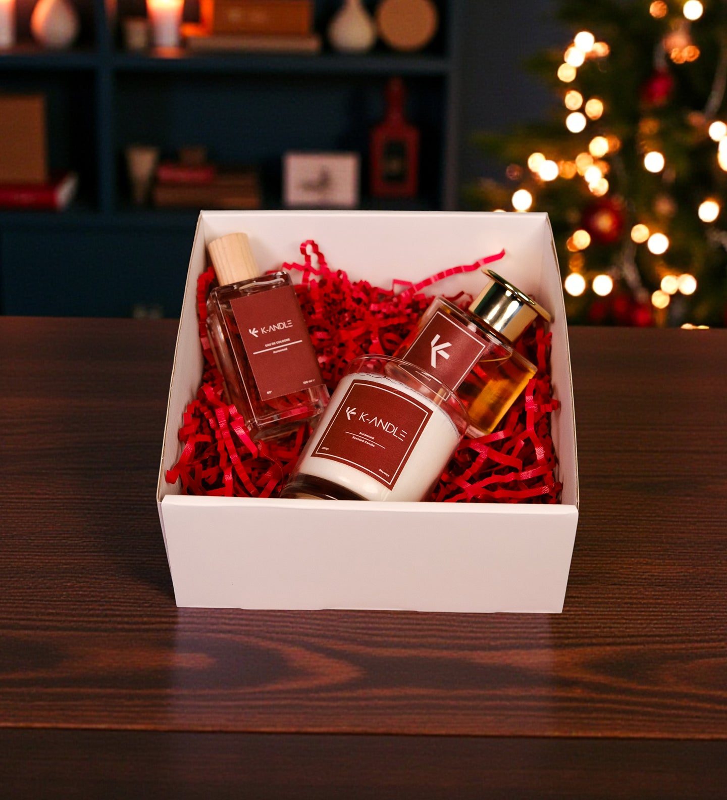 Aurawood hediye seti doğal soya mum oda kokusu ve kolonya