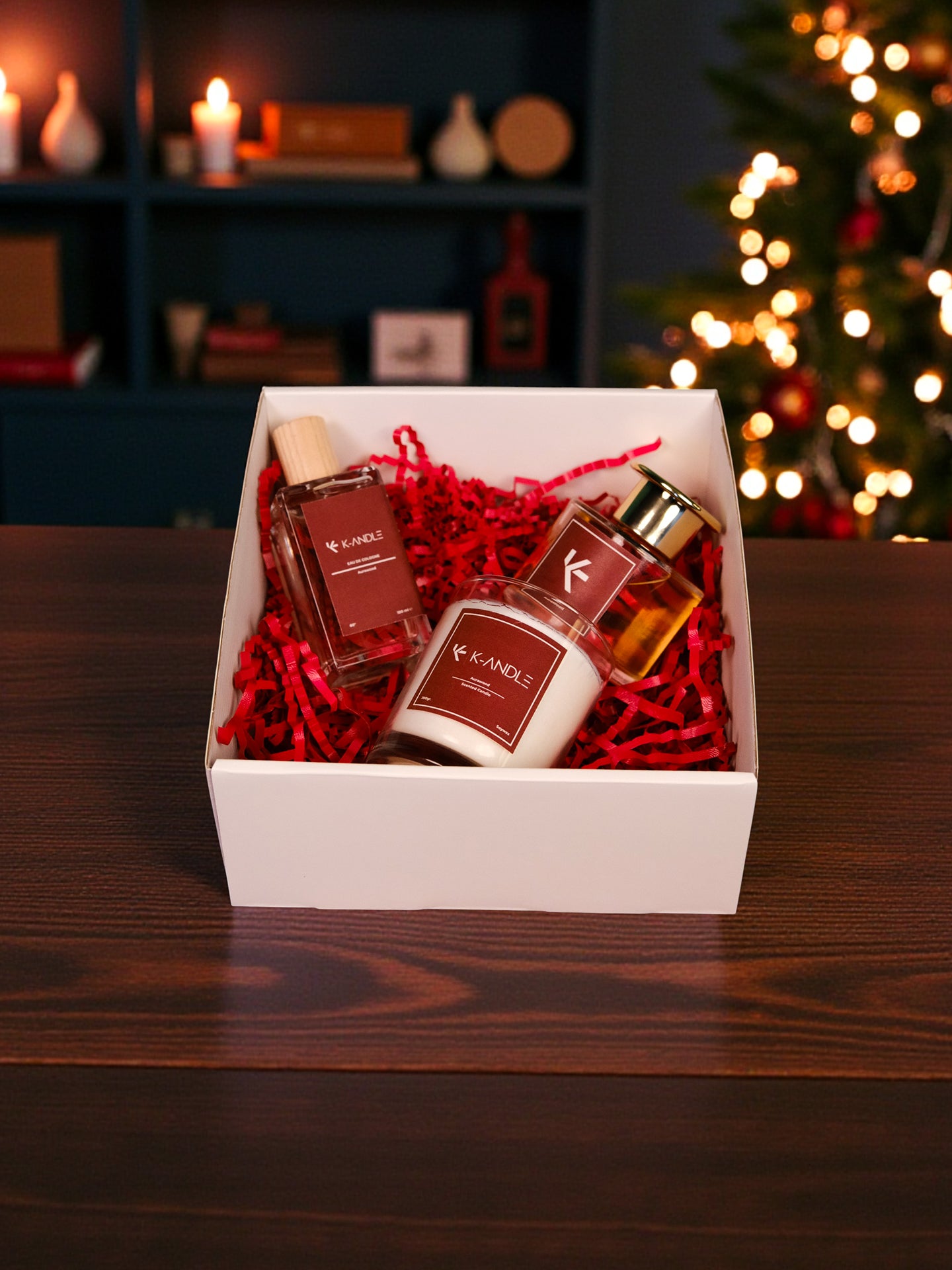 Aurawood hediye seti doğal soya mum oda kokusu ve kolonya