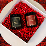 Yeni yıl etiketli hediye kutusunda ikili kokulu mum seti