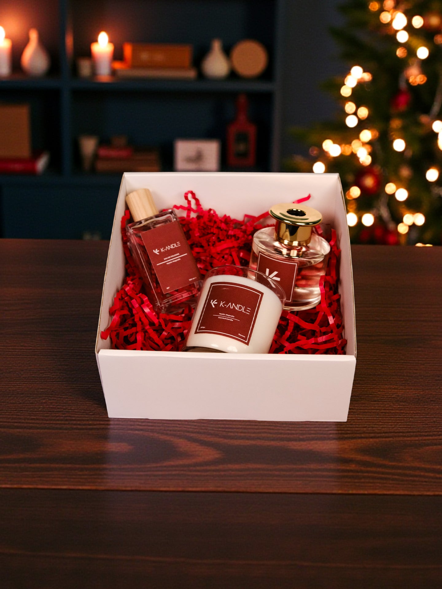 Mystic Magnolia hediye seti mum oda kokusu ve kolonya