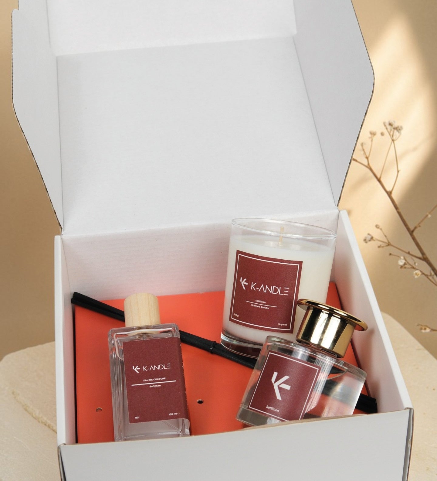 Softlinen Hediye Seti | Temiz Pamuk Aromalı | Premium Hediye Kutusu | K-ANDLE