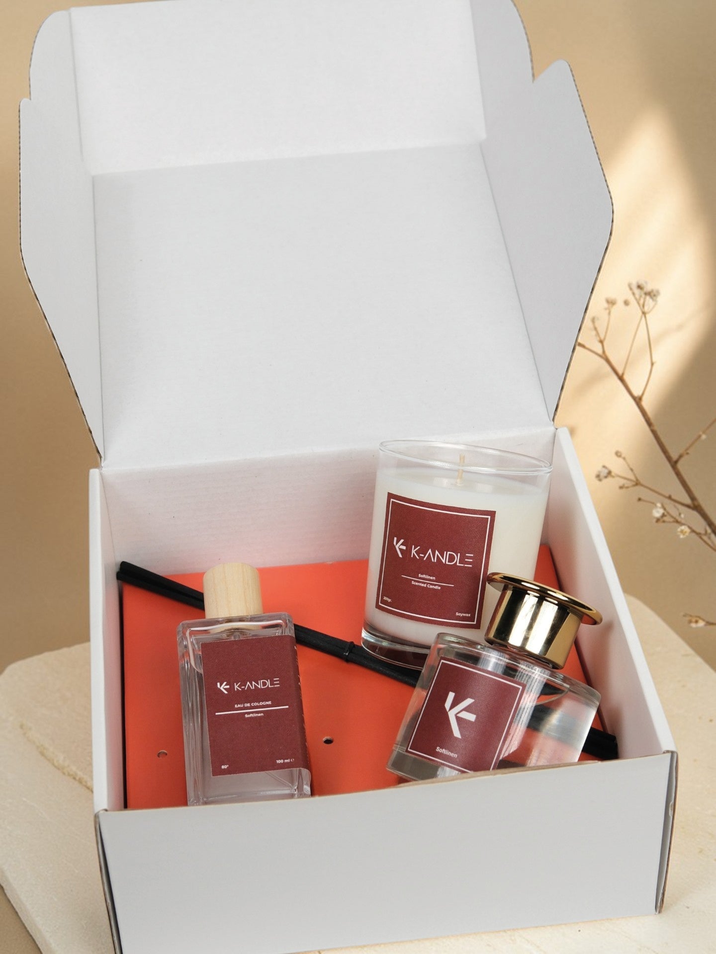 Softlinen Hediye Seti | Temiz Pamuk Aromalı | Premium Hediye Kutusu | K-ANDLE