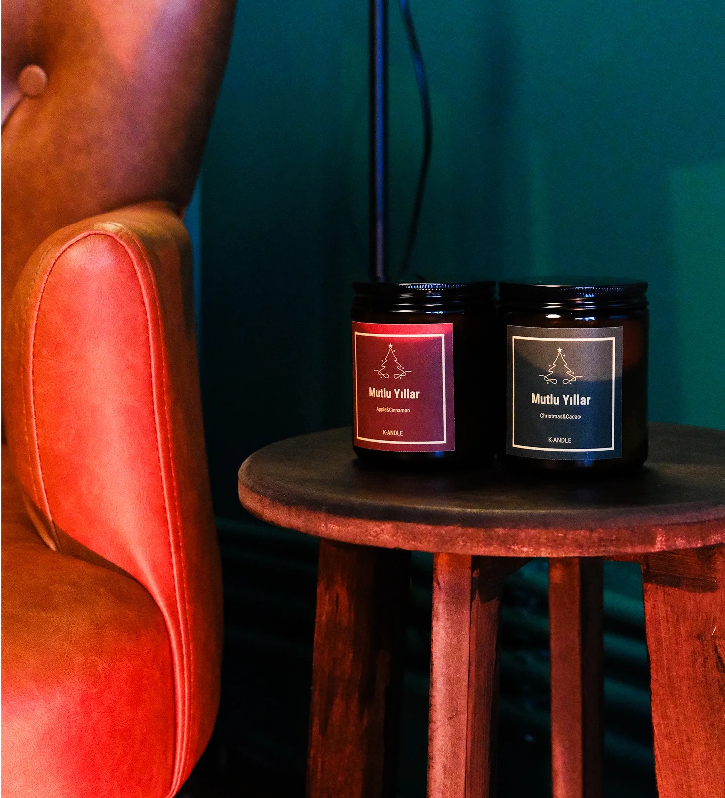 Yılbaşı hediyesi için el yapımı kokulu mum ikili set