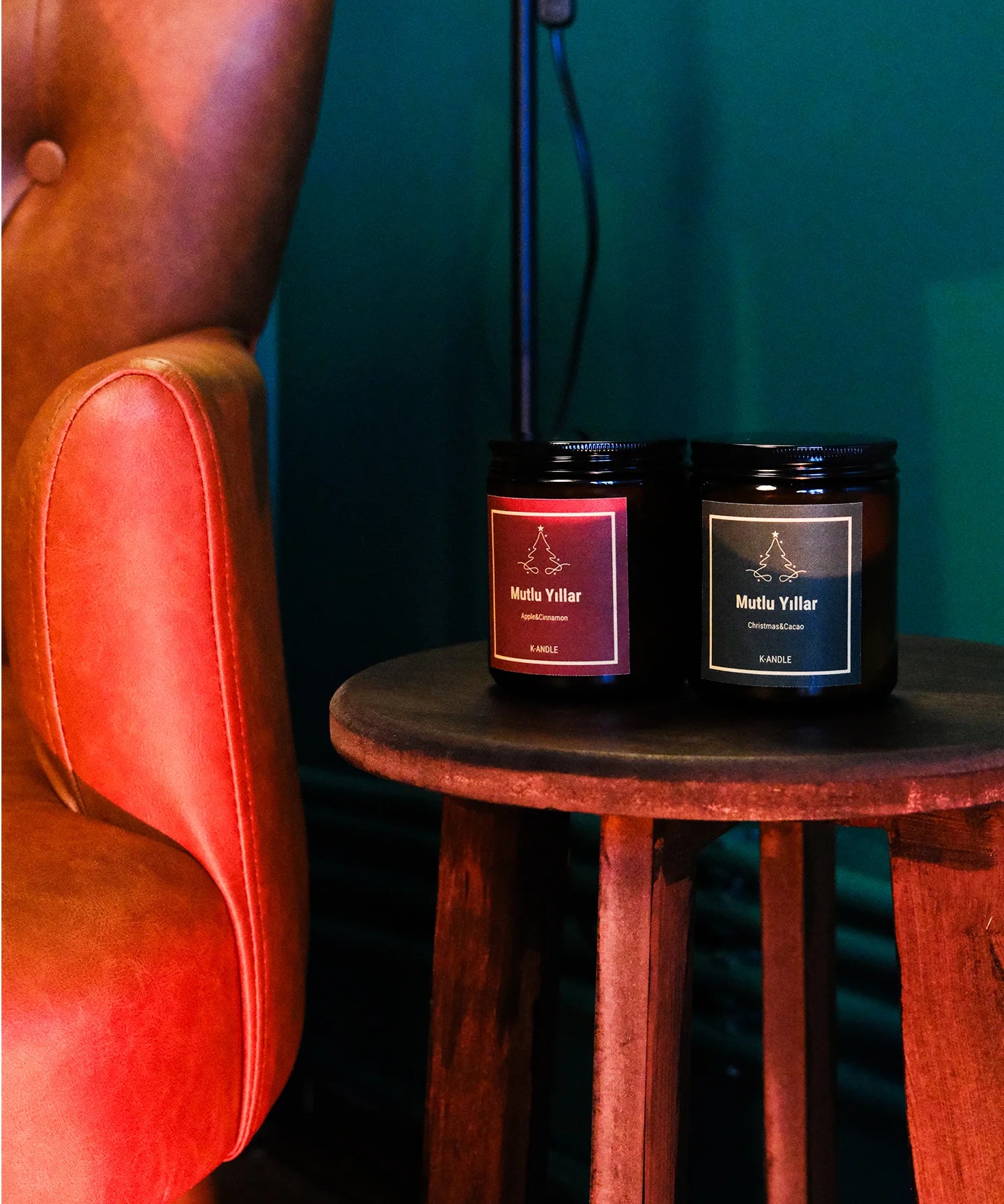 Yılbaşı hediyesi için el yapımı kokulu mum ikili set