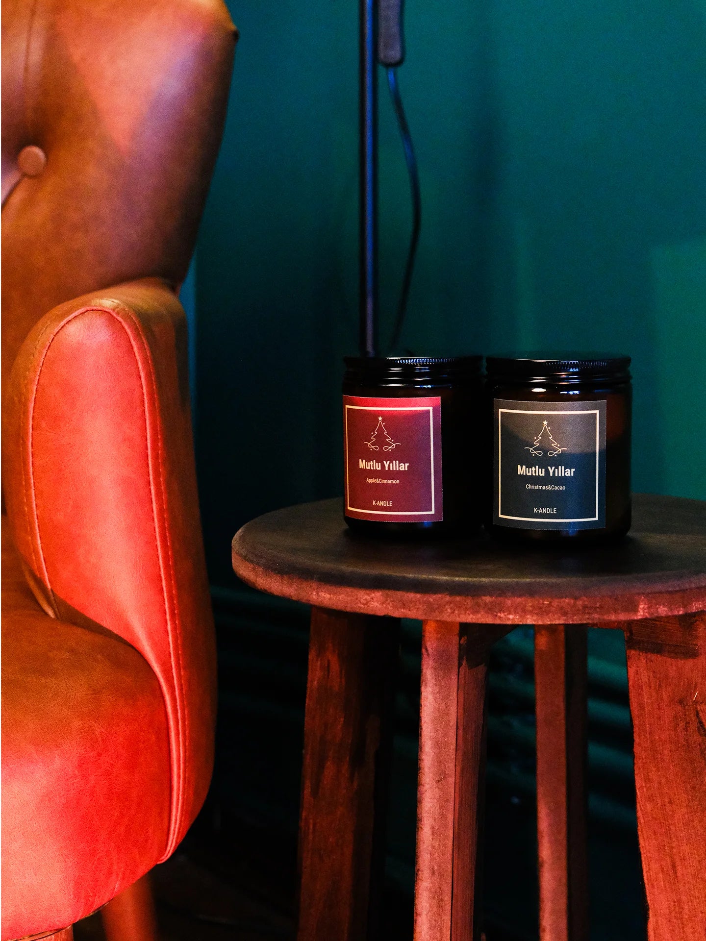 Yılbaşı hediyesi için el yapımı kokulu mum ikili set